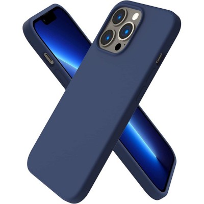 Husa iPhone 15 Pro, SIlicon Catifelat cu interior Microfibra, Albastru